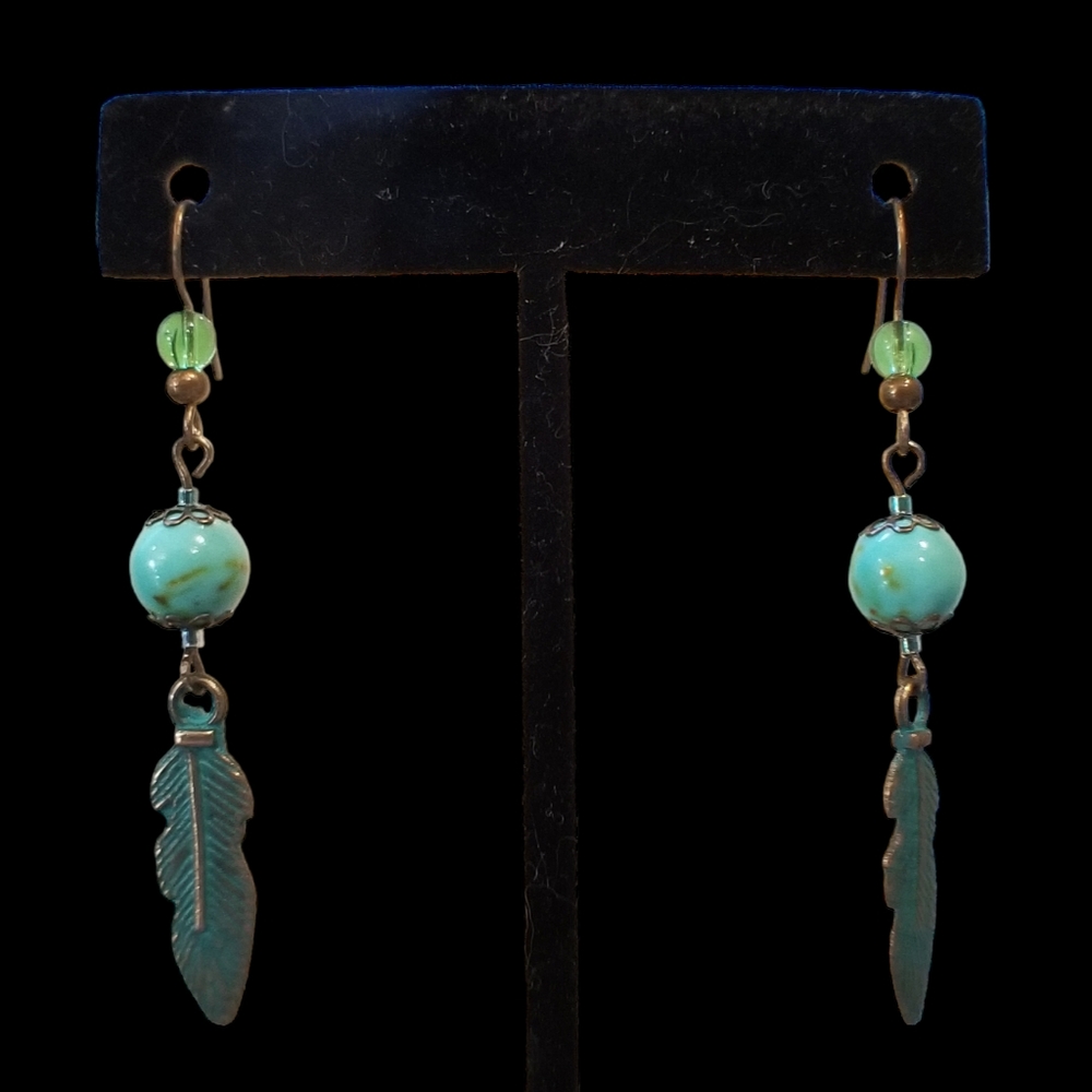 Handmade Turquoise Magnesite Earings,  OS